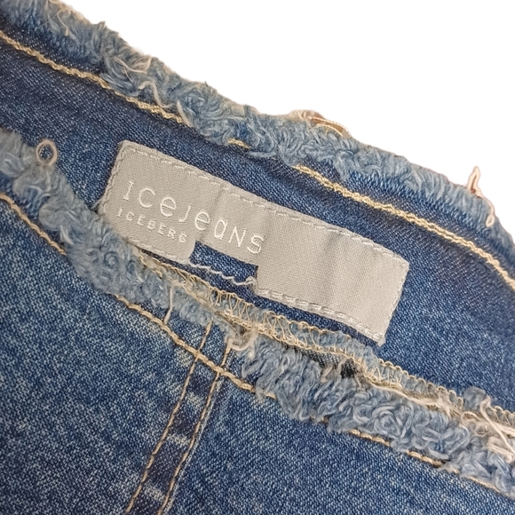 ICEBERG ICE JEANS "Upside Down" Reverse Jean Unique Denim Skirt 29 - Picture 3 of 8